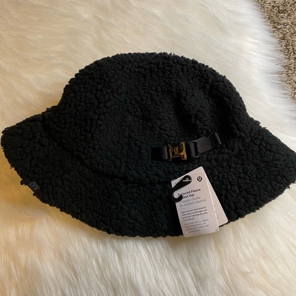 Lululemon Textured Fleece Bucket Hat Black Size S/M New - Picture 1 of 4